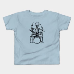 SEEMBO Alien Playing Drums Drummer Musician Drumming Band Kids T-Shirt